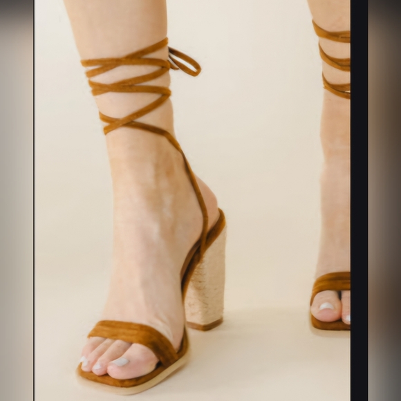 Bohme Bianca lace-up suede heels -9 - Picture 1 of 5